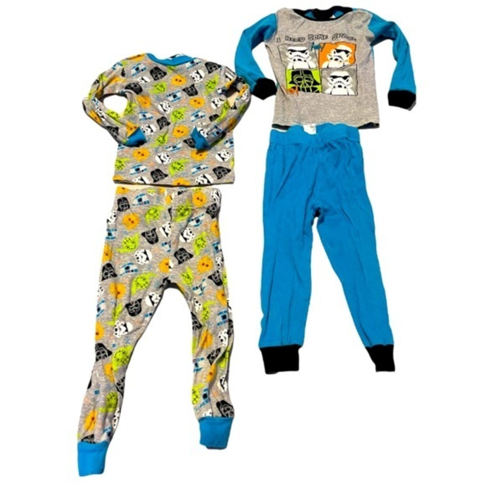 Star Wars 4T blue long sleeve movie graphic 100% cotton 2 pairs set ‎ pajamas